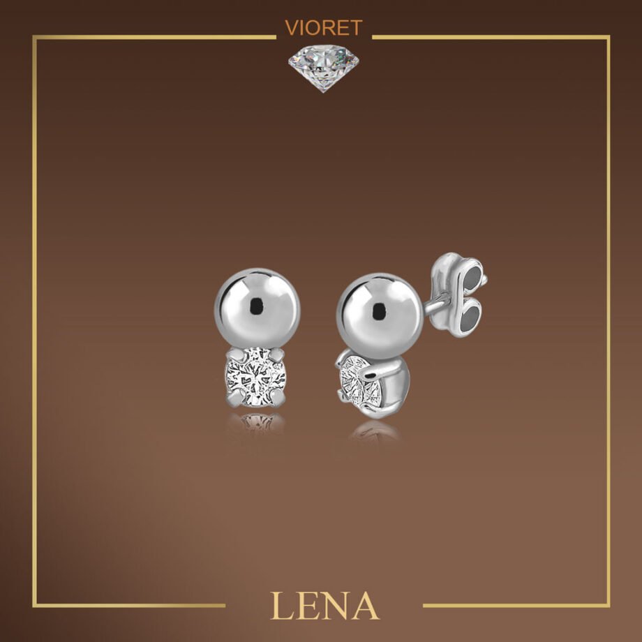 Pendientes Plata Lena acabados de rodio en plata diseñados por Vioret Joyas Ⓡ