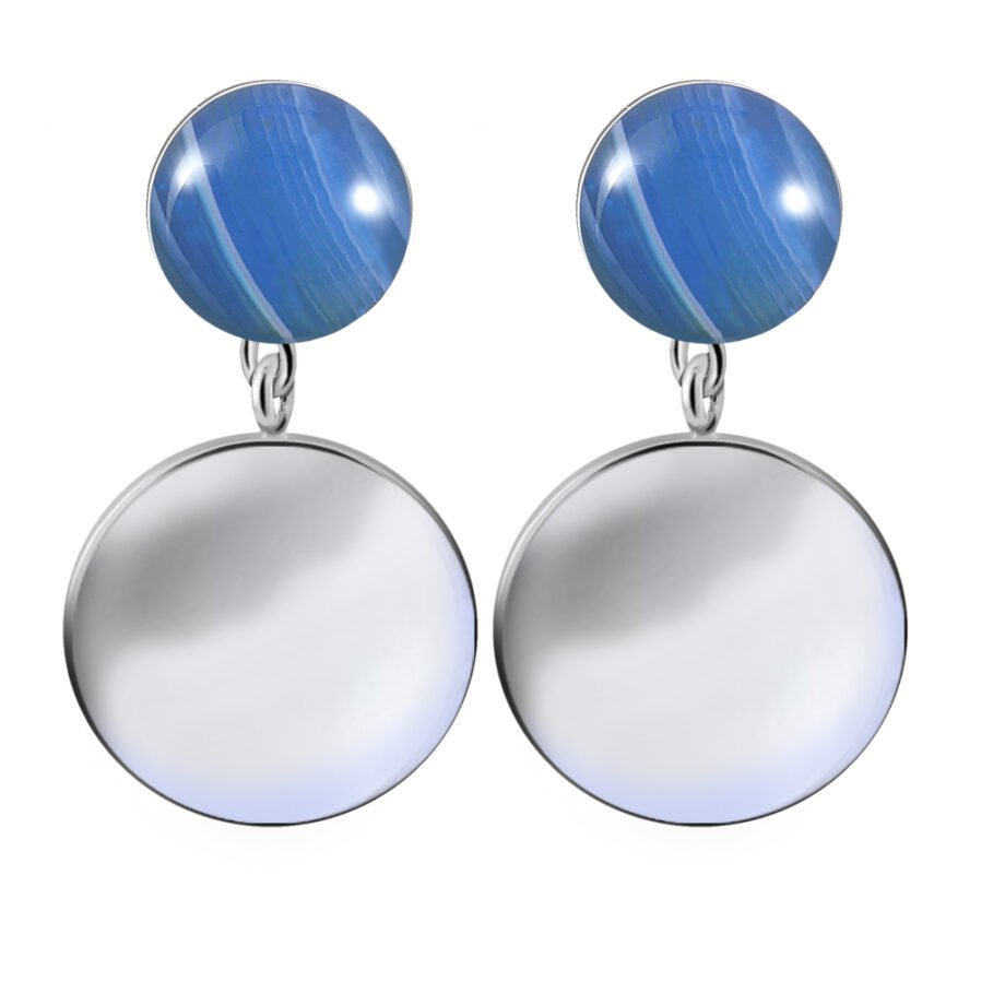 Pendientes Plata Shaila Ágata Azul diseñados por Vioret Joyas® y acabados de rodio en plata