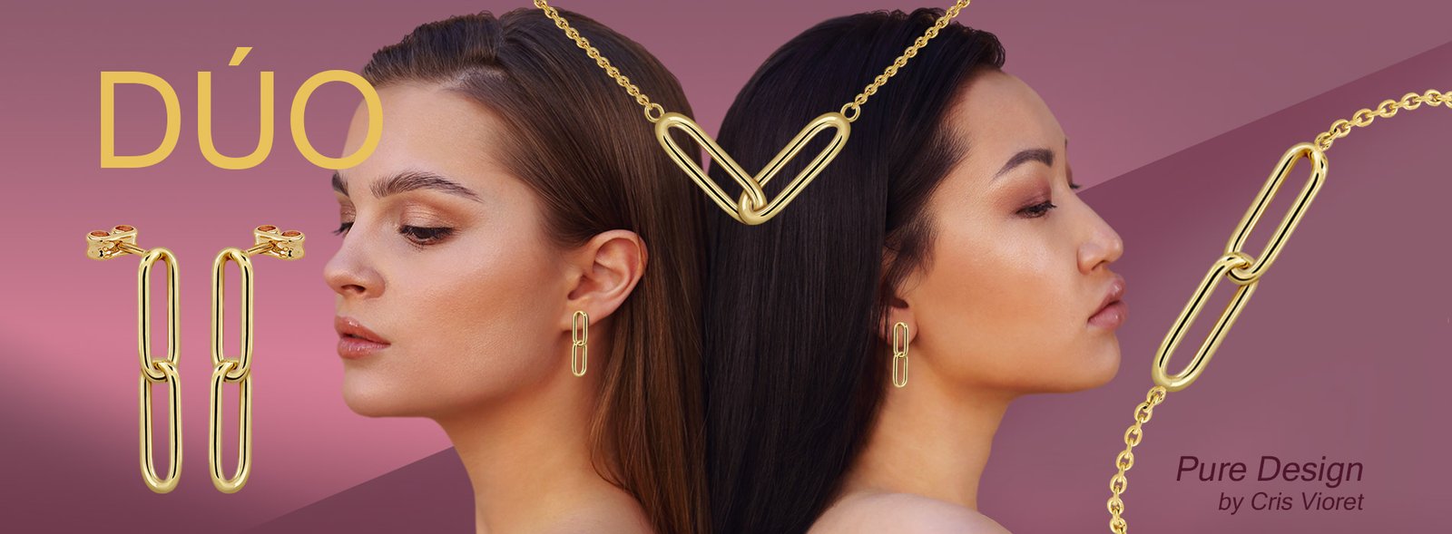 Chicas con joyas acabadas en oro de 18 quilates de la colección dúo, diseñada por Cris Vioret